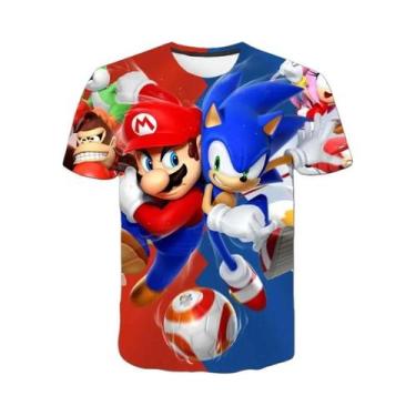 Imagem de Camiseta Infantil De Manga Curta Com Desenho Animado Super Mario Drago