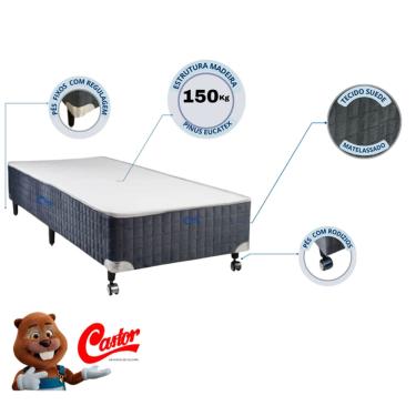 Imagem de Base Box Castor Silver Star Cinza Solteiro 88x188 - Reforçada - Até 150kg