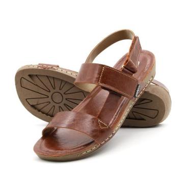 Imagem de Sandália Flatform Goa em Couro Crush Rust - 14255CR - Andacco, Marrom,