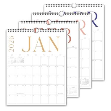 Imagem de Agenda vertical mensal 2026 com 12 cores de janeiro de 2025 a dezembro de 2026, 25 x 38 cm, calendário moderno de 17 meses para escola, casa, escritório, organização e planejamento mensal