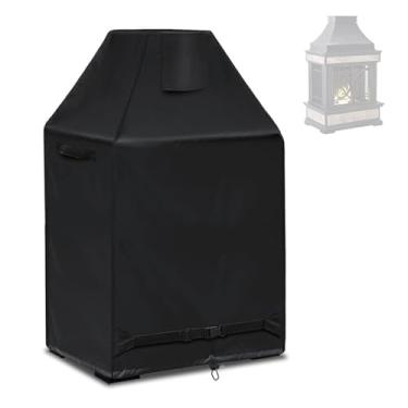 Imagem de Luqeeg Capa para Fogueira, Capa para Lareira Externa Em Tecido Oxford 420D à Prova D'água para Pátios Lareiras a Lenha Chuva com Cordas Ajustáveis ​​para Móveis de Exterior