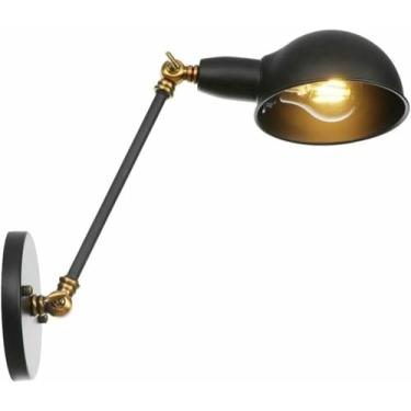 Imagem de WLHAZMWY Candeeiro de parede rústico industrial arandela metal preto E27 lâmpada estilo vintage para banheiro cozinha sala de estar corredor (preto + ouro)