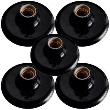 Imagem de 5 Plafon Plafonier Bocal Porcelana 100W 250V Preto - Ilumi