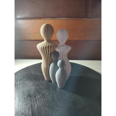 Imagem de Escultura Família com Filhos Impressão 3D de Alta Qualidade Decoração 