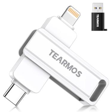 Imagem de TEARMOS Flash Drive de 256 GB destinado a iPhone iPad, armazenamento em cartão de memória para backup de fotos e vídeos, compatível com iPhone iPad Android PC, Plug and Play, sem necessidade de