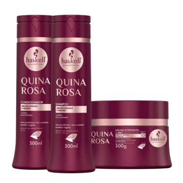 Imagem de Kit Quina Rosa Haskell Shampoo, Condicionador e Máscara 300ml/g
