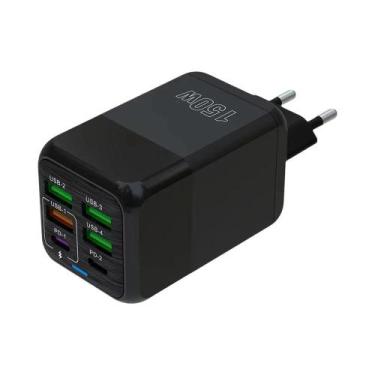 Imagem de Adaptador Carregador Rápido USB Tipo C De 150W Com 6 Portas Para iPhon