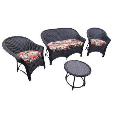 Imagem de Conjunto Poltrona Fibra Cor Tabaco P/ Varanda Piscina Jardim Almofadas