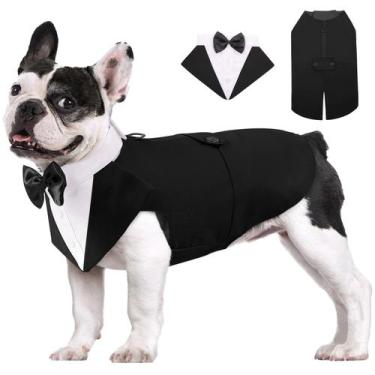 Imagem de Terno formal de smoking para cães AOFITEE com bandana para cães pequen