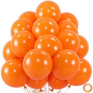 Imagem de 50 balões laranja, balão de látex laranja de qualidade de hélio de 30 cm para aniversário, Halloween, decorações de festa dos pais (com fita e cola)