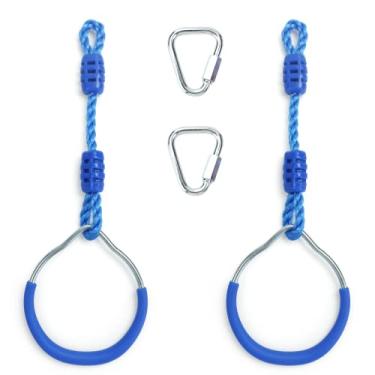 Imagem de Backyard Jungle Gym Ninja Rings, Play Sets Playground Training Equipment Gymnastic Rings Fitness Fist - Swing Monkey Bars Ring, American Ninja Warrior Obstacle Course Accessories Climb Rings (2 Blue)