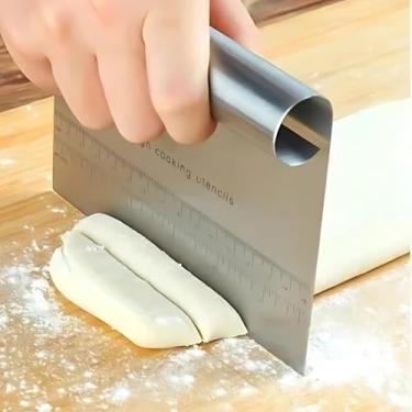 Imagem de Espátula Raspador Aço Inox Multiuso com Régua para Massas Bolos Legumes Chocolates