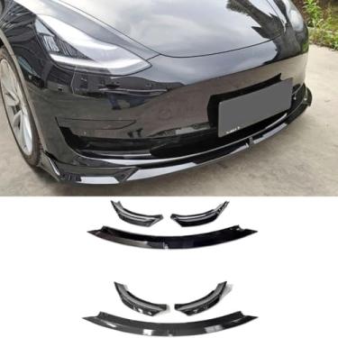 Imagem de Spoiler do para-choque dianteiro do carro parte de modificação do difusor de lábios compatível com o modelo 3 2016-2023 capa protetora de para-choque acessórios para carro (aparência de carbono)