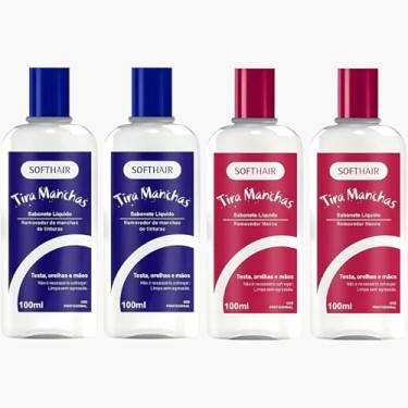 Imagem de Kit 4 Sabonete Liquido Tira Manchas + Removedor Henna Suaveness Tintura Soft Hair 100ml