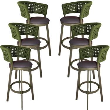 Imagem de 6 Banqueta Corda Náutica Somália em Alumínio Balcão, Edícula, Cozinha Trama