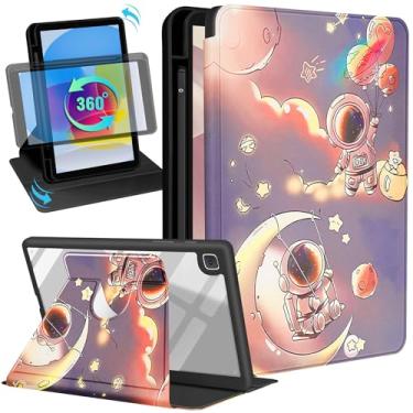 Imagem de Uppuppy Capa para Samsung Galaxy Tab A7 Lite de 8,7 polegadas com suporte de lápis para mulheres meninas crianças fofas meninos astronauta espaço masculino design de desenho animado suporte giratório