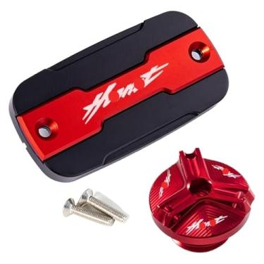 Imagem de Tampa de enchimento de óleo de motocicleta Tampa de tanque de fluido do reservatório de freio frontal compatível com Hornet 600 900 CB600F Hornet900 Hornet600 1998-2014 (conjunto vermelho)
