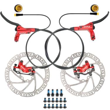 Imagem de JFOYH Zoom HB876E Conjunto de freio a disco hidráulico eBike de 4 pistões, sistema de desligamento com conectores de 2/3 pinos, alavancas e pinças pré-moldadas, rotores de 160 mm, kit de mangueira