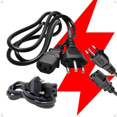 Imagem de Cabo de Força Energia CPU PC Fonte Computador Monitor Impressora 3 Pinos Tripolar Bivolt 110/220