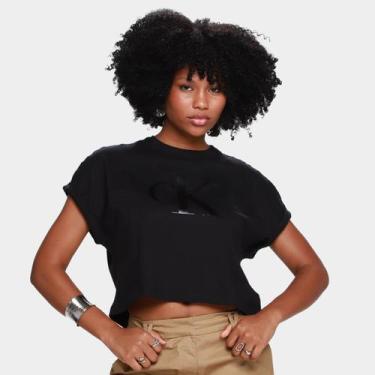 Imagem de Camiseta Cropped Calvin Klein Casual Feminina, Preto, P