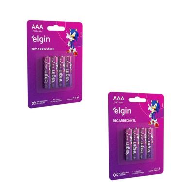 Imagem de Kit Com 2 Cartelas De Pilhas Recarregaveis Aaa 900mah C/4 82169 Elgin