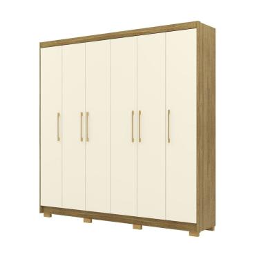 Imagem de Guarda Roupa Casal 223cm 6 Portas Pernambuco Nature/Champanhe - Vila Rica