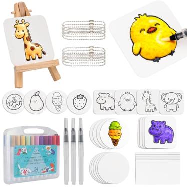 Imagem de Kit de pintura de textura de espuma mágica de 56 peças - inclui 18 peças de papel de textura de espuma, 24 marcadores de tinta acrílica com ponta de pincel, 3 canetas pincel de água de ponta macia