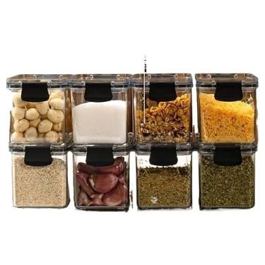 Imagem de Mini Pote Hermético para Temperos de Cozinha Dispensa Armário Plástico(8 Potes)