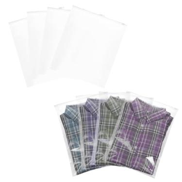 Imagem de PATIKIL Bolsa transparente com zíper 35 x 30 cm, 50 peças de plástico fosco para viagem, bolsa organizadora de roupas de banho para camiseta, embalagem de roupas, armazenamento de viagem, transparente