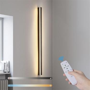 Imagem de Luminária de parede LED de tira longa com controle remoto, regulável, minimalista, luminária de parede interna, acrílico, alumínio, luminária de parede, quarto, sala de estar, decoração de f