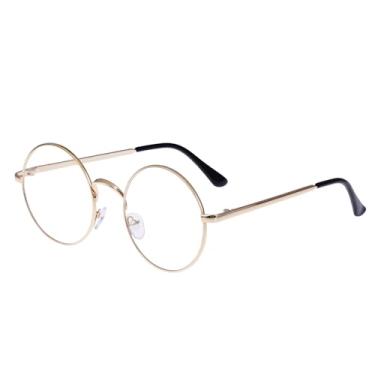 Imagem de LOVEF Óculos vintage redondos com armação grande de metal, lentes transparentes, armação de metal, 14 cm, Dourado, approx 5.4*2inch