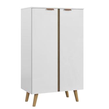 Imagem de Sapateira Armário Multiuso com Prateleiras Organizador para Hall e Entrada Tênis Sapato(Off White/Freijó)