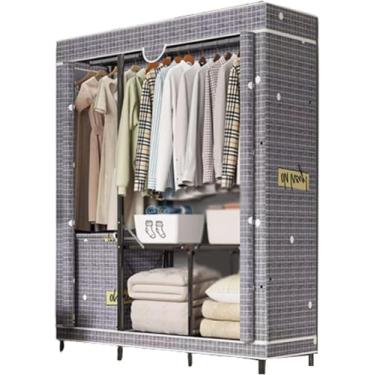 Imagem de PEYNIR Armário temporário dobrável tubo de aço grosso tecido oxford guarda-roupa combinação de armazenamento de roupas guarda-roupa pendurado guarda-roupa com bolsa de armazenamento