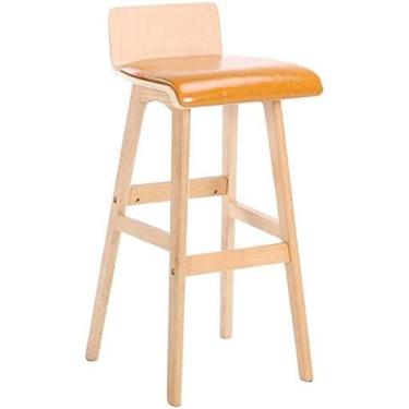 Imagem de Banquetas de bar, cadeira de bar de café da manhã, bancos de bar de madeira, banco alto de madeira maciça, cadeira de jantar de couro PU, cadeira de bar com encosto, uma variedade de cores para