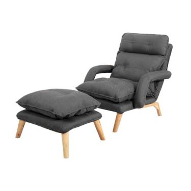 Imagem de espreguiçadeira, poltrona ajustável com conjunto de apoio para os pés – Cadeira de sofá com encosto alto para sala de estar e quarto – 3 posições – Carga de 150 kg