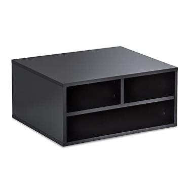 Imagem de URGDWEKJY Suporte de impressora, suporte para impressora de mesa, multifuncional, organizador de mesa, suporte de armazenamento para fax, scanner para casa e escritório, organizador preto