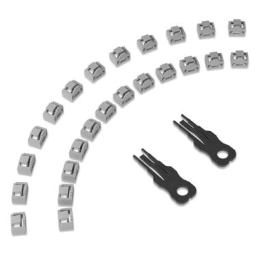 Imagem de NataLink 24 peças de bloqueio de porta RJ45 com 2 chaves, bloqueador de porta/poeira RJ45, tampa de proteção contra poeira RJ45, plugues de porta fêmea, dispositivos compatíveis com porta RJ45, cinza