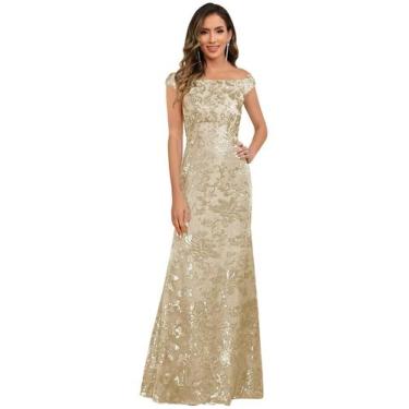 Imagem de Vestido de lantejoulas para mãe da noiva YXFDKZIB Off Shoulder