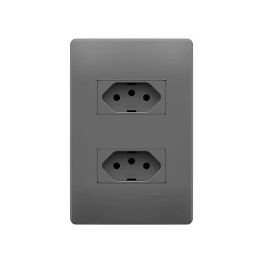 Imagem de Tomada Dupla Fame Habitat Onix 2P+T 20A com Placa 4x2