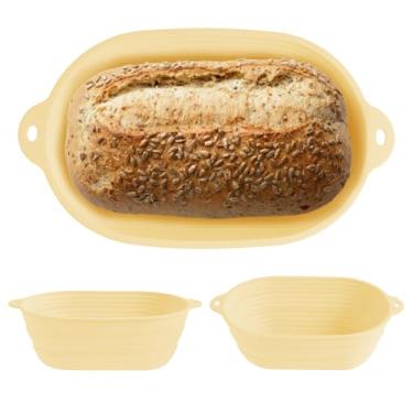 Imagem de 3 peças Banneton cesta à prova de pão tigela de silicone para pão fermento oval cestas de massa fermentada 28,5 x 17 x 9,1 cm Banneton suprimentos de cozimento para padeiros domésticos profissionais