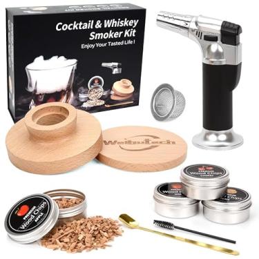 Imagem de Kit de defumador de uísque com tocha, bourbon à moda antiga com 4 lascas de madeira para defumar sabor, kit de infusor de bebidas, presentes para amantes de coquetéis, homens, pai, marido, chefe,
