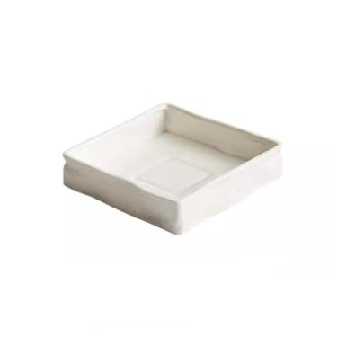 Imagem de ZYHSIJOBAS Tigelas de massa, pratos de aperitivos, prato de jantar quadrado criativo, prato de cerâmica, prato frio, prato de aperitivo, prato de lanche comercial, prato de sobremesa, pratos de servir