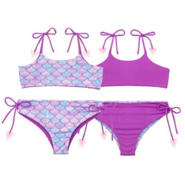 Imagem de Biquíni Dupla Face Infantil Menina Praia Piscina Lacinho - Fofotinhos,