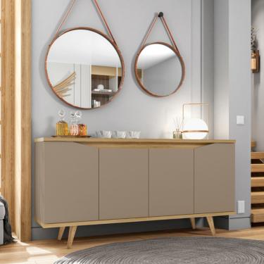 Imagem de Aparador Buffet 4 Portas com Pés de Madeira Maciça Grace Casa D - Fendi/Hannover