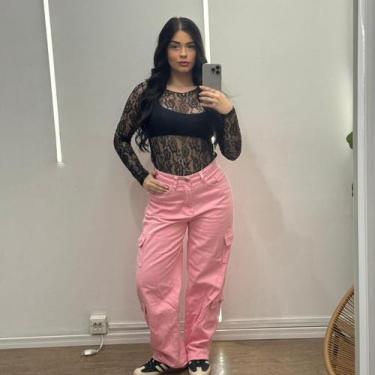 Imagem de Body Feminino Renda Vazada Manga Longa  Look Sofisticado - Cacharrel S