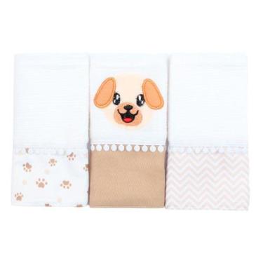 Imagem de Fralda de Boca Cachorrinho Bege 3 Peças - Miguel Baby