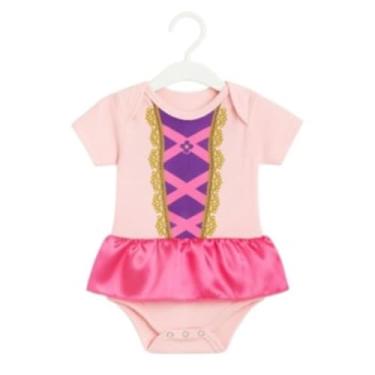 Imagem de Fantasia bebê Aurora body temático Rapunzel com tiara de 3 a 12 meses (Rosa, P)