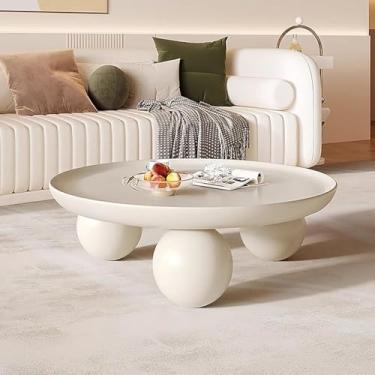 Imagem de Mesas De Centro Redondas Para Sala De Estar Mesa De Centro Da Sala De Estar Com Base Esférica Triangular Mesa De Centro Moderna Mesa Lateral Baixa Mesa D, One Color, 75*75*30CM/29.5*29.5*11.8"