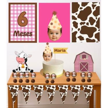 Imagem de Kit Só um Bolinho Tema Vaquinha com Foto do Aniversariante aniversário ou mesversarioO
