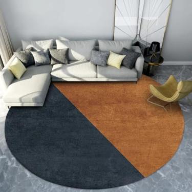 Imagem de Tapetes redondos de pelo curto para decoração de sala de estar Tapetes para decoração de quarto Tapete espesso (200x200cm/E-70)